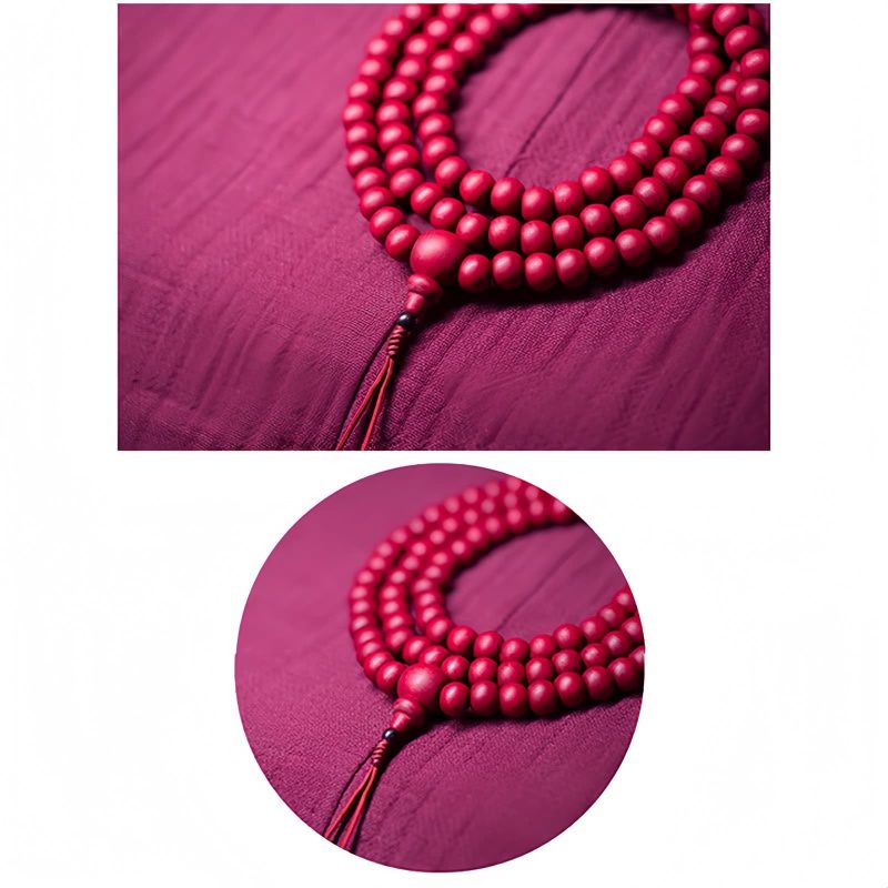 خرز مالا 108 من خشب الأبيليا بيفلورا الطبيعي - سوار 108 Mala Beads Natural Abelia Biflora Wood Bracelet