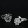 Cincin Penyembuhan Adjustable Perak 925 dengan Bunga Kerangka Kristal Putih 925 Silver Adjustable Healing Ring with White Crystal Skeleton Flower