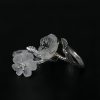 Cincin Penyembuhan Adjustable Perak 925 dengan Bunga Kerangka Kristal Putih 925 Silver Adjustable Healing Ring with White Crystal Skeleton Flower
