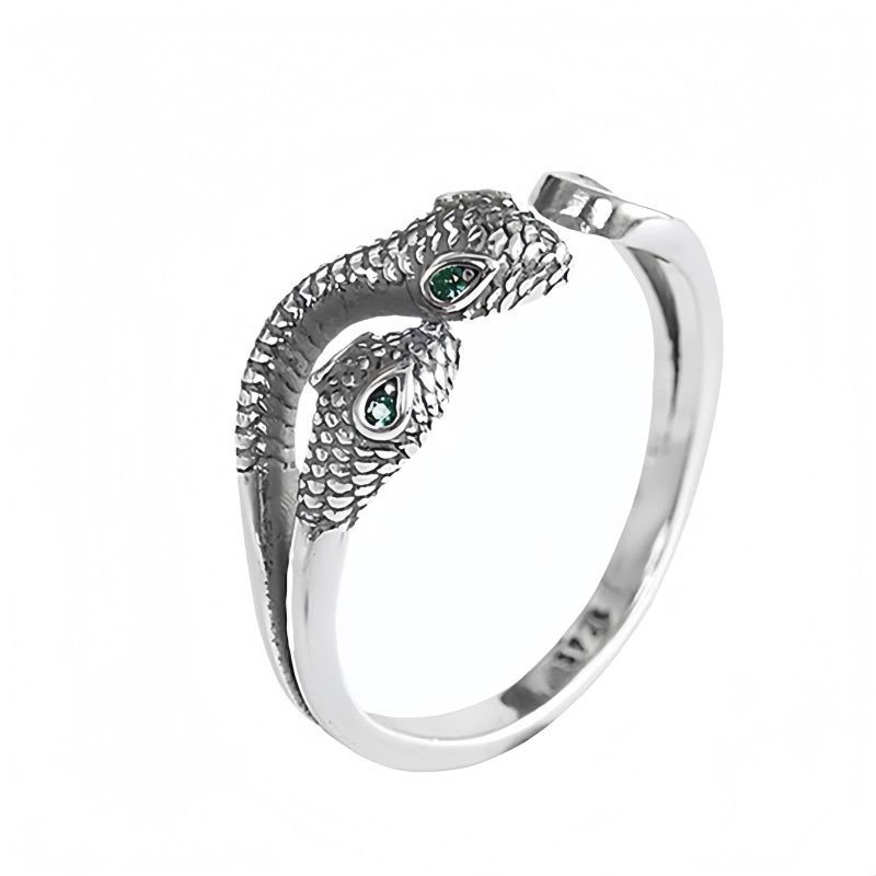 Anillo Serpiente Abierto de Plata 925, Zodiaco Chino 925 Silver Chinese Zodiac Snake Open Ring