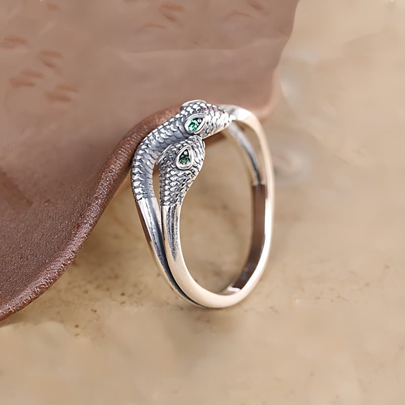 Anillo Serpiente Abierto de Plata 925, Zodiaco Chino 925 Silver Chinese Zodiac Snake Open Ring