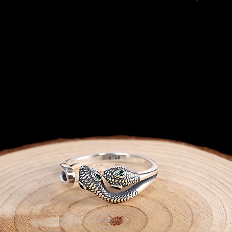 Anillo Serpiente Abierto de Plata 925, Zodiaco Chino 925 Silver Chinese Zodiac Snake Open Ring