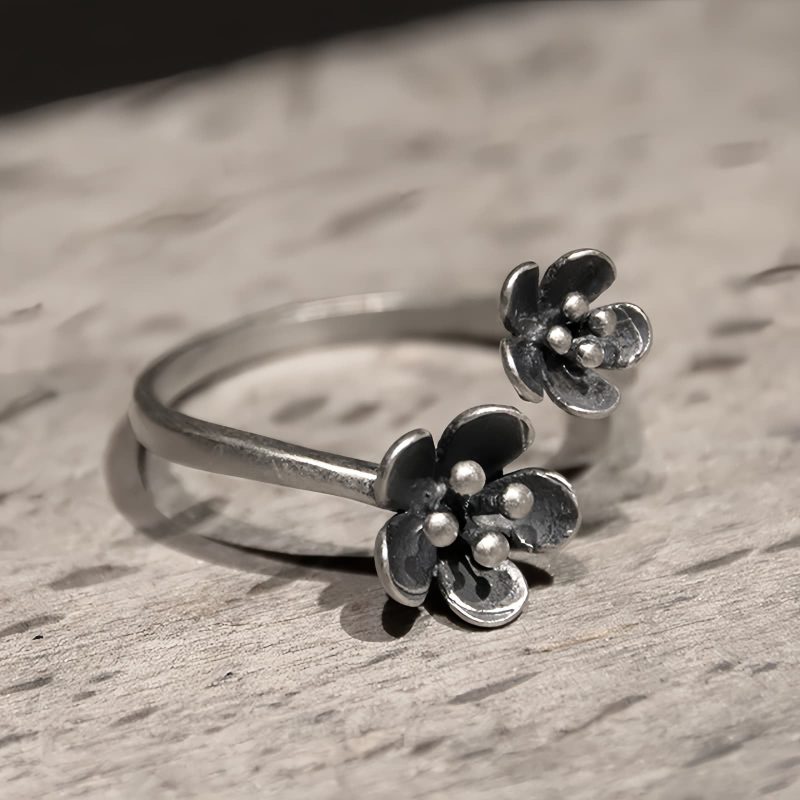 Anillo Ajustable de Flor en Plata 925 925 Silver Flower Adjustable Ring