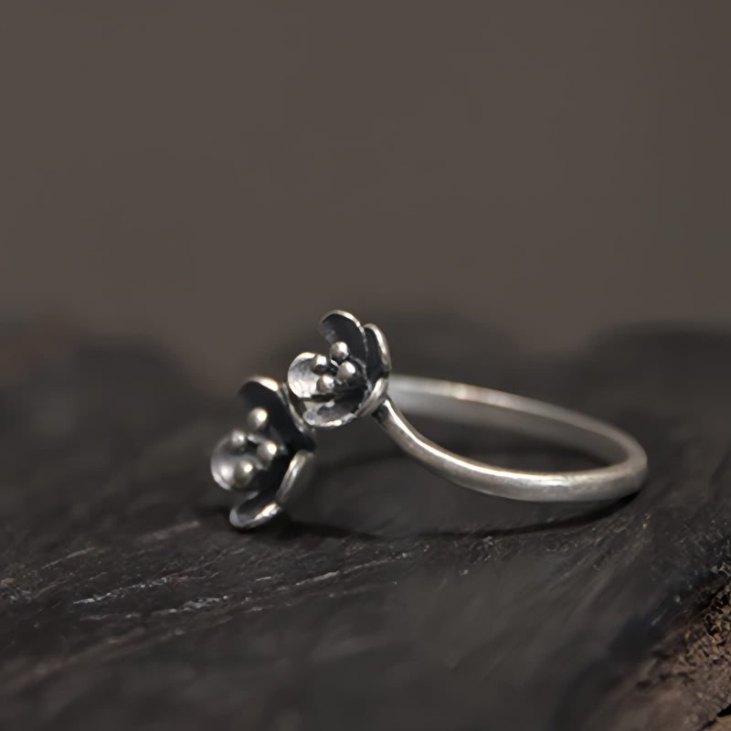 Anillo Ajustable de Flor en Plata 925 925 Silver Flower Adjustable Ring