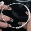 Tobillera de Protección con Cuentas de Perla en Plata 925 925 Silver Pearl Beads Protection Anklet
