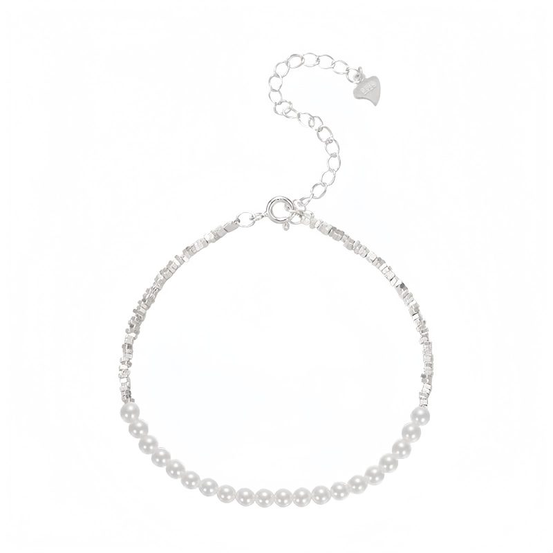 Tobillera de Protección con Cuentas de Perla en Plata 925 925 Silver Pearl Beads Protection Anklet