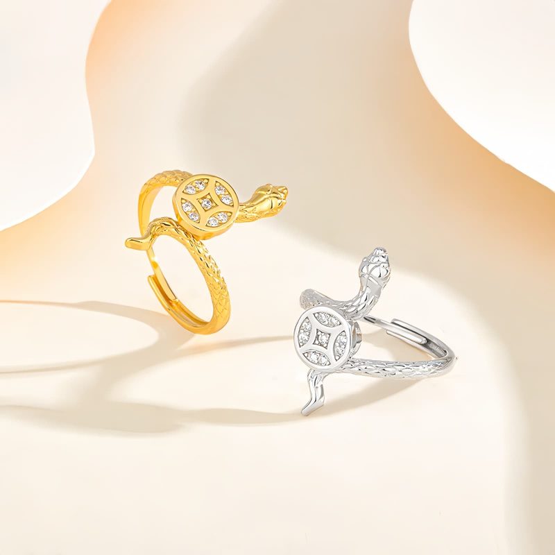 Anillo de Serpiente con Moneda de Cobre en Plata 925 925 Silver Year of the Snake Copper Coin Ring
