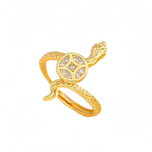 Anillo de Serpiente con Moneda de Cobre en Plata 925 Anillo de Serpiente con Moneda de Cobre en Plata 925