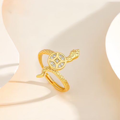 Anillo de Serpiente con Moneda de Cobre en Plata 925 Anillo de Serpiente con Moneda de Cobre en Plata 925