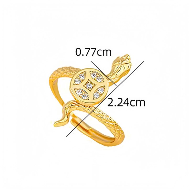 Anillo de Serpiente con Moneda de Cobre en Plata 925 925 Silver Year of the Snake Copper Coin Ring