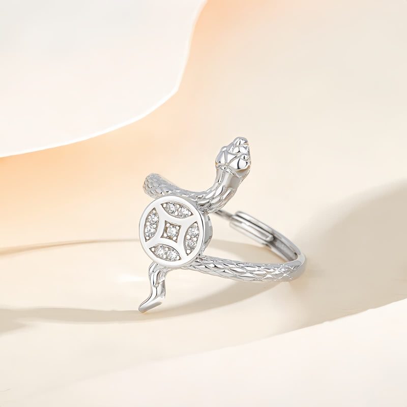 Anillo de Serpiente con Moneda de Cobre en Plata 925 925 Silver Year of the Snake Copper Coin Ring