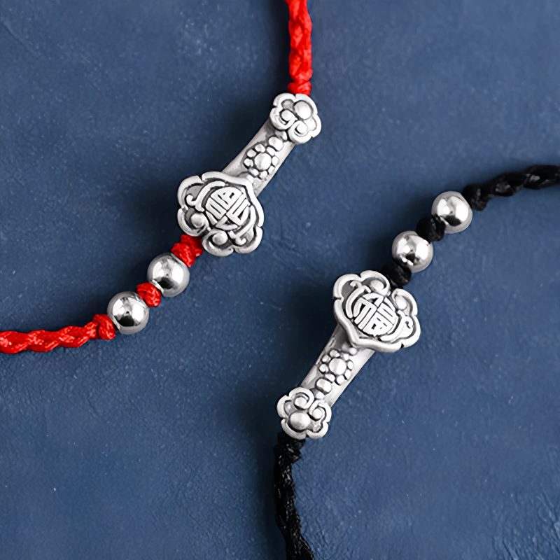 Pulsera de Plata 999 con Mango Ruyi de la Fortuna 999 Silver Fortune Ruyi Handle Bracelet