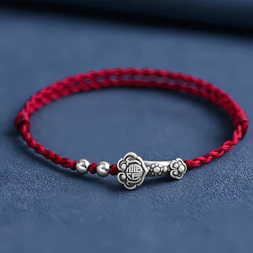 Pulsera de Plata 999 con Mango Ruyi de la Fortuna Pulsera de Plata 999 con Mango Ruyi de la Fortuna