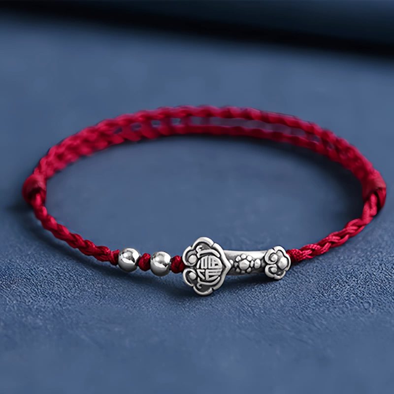 Pulsera de Plata 999 con Mango Ruyi de la Fortuna 999 Silver Fortune Ruyi Handle Bracelet