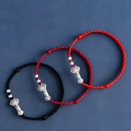 Pulsera de Plata 999 con Mango Ruyi de la Fortuna Pulsera de Plata 999 con Mango Ruyi de la Fortuna
