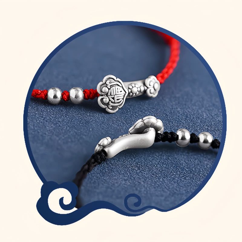 Pulsera de Plata 999 con Mango Ruyi de la Fortuna 999 Silver Fortune Ruyi Handle Bracelet