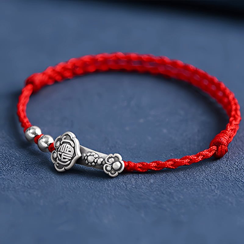 Pulsera de Plata 999 con Mango Ruyi de la Fortuna 999 Silver Fortune Ruyi Handle Bracelet