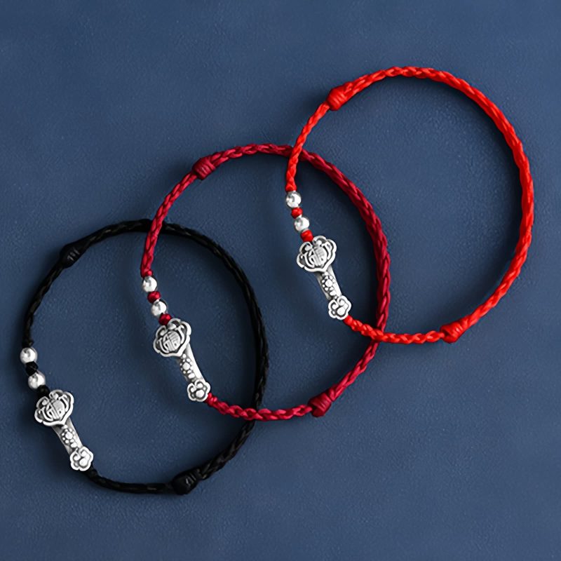 Pulsera de Plata 999 con Mango Ruyi de la Fortuna 999 Silver Fortune Ruyi Handle Bracelet