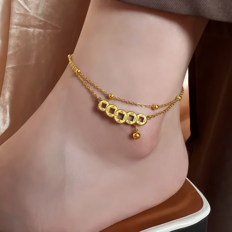 Ankle Kekayaan Koin Tembaga Cina Chinese Copper Coin Wealth Anklet