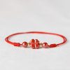 Pulsera de Bendición de Cinabrio con Trébol de Cuatro Hojas Four Leaf Clover Cinnabar Blessing Bracelet