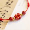 Pulsera de Bendición de Cinabrio con Trébol de Cuatro Hojas Four Leaf Clover Cinnabar Blessing Bracelet
