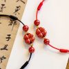Pulsera de Bendición de Cinabrio con Trébol de Cuatro Hojas Four Leaf Clover Cinnabar Blessing Bracelet