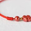 Pulsera de Bendición de Cinabrio con Trébol de Cuatro Hojas Four Leaf Clover Cinnabar Blessing Bracelet
