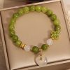 Pulsera de sabiduría con trébol de cuatro hojas y turmalina verde Green Tourmaline Four Leaf Clover Wisdom Bracelet