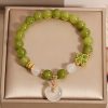 Pulsera de sabiduría con trébol de cuatro hojas y turmalina verde Green Tourmaline Four Leaf Clover Wisdom Bracelet