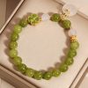 Pulsera de sabiduría con trébol de cuatro hojas y turmalina verde Green Tourmaline Four Leaf Clover Wisdom Bracelet