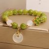 Pulsera de sabiduría con trébol de cuatro hojas y turmalina verde Green Tourmaline Four Leaf Clover Wisdom Bracelet