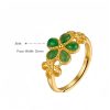 Anillo de Prosperidad de Jade de Hetian en Plata 925 con Flor de Oro Hetian Jade Prosperity Ring in 925 Silver with Gold Flower