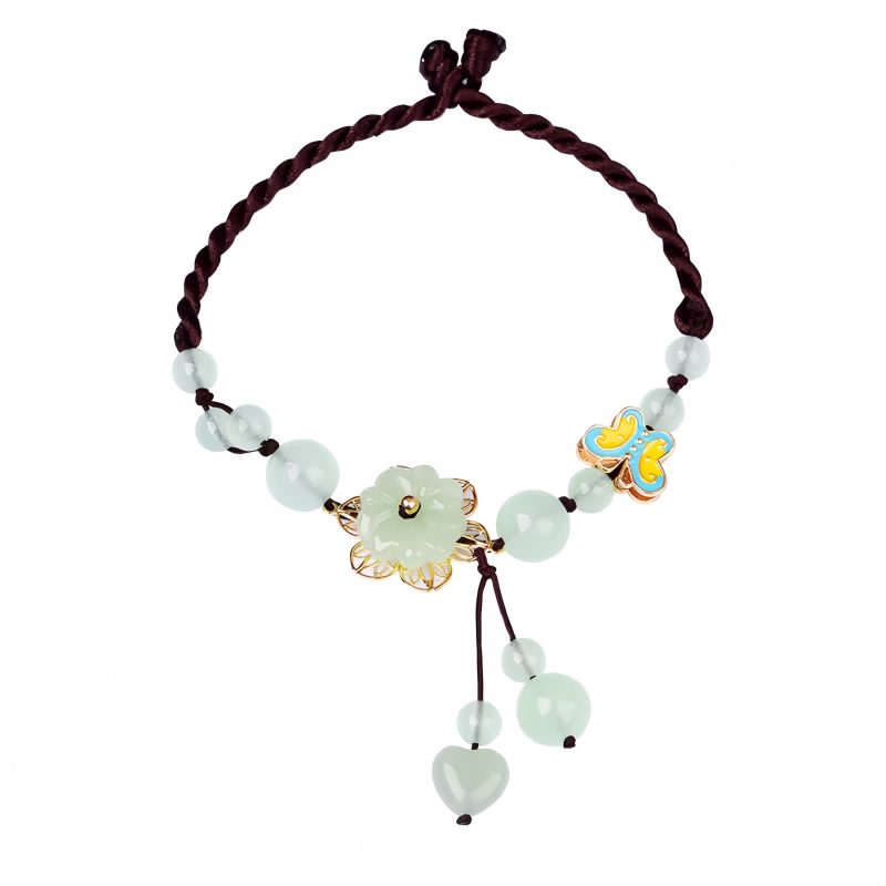 Tornozeleira da Sorte Borboleta de Jade Jade Butterfly Luck Anklet
