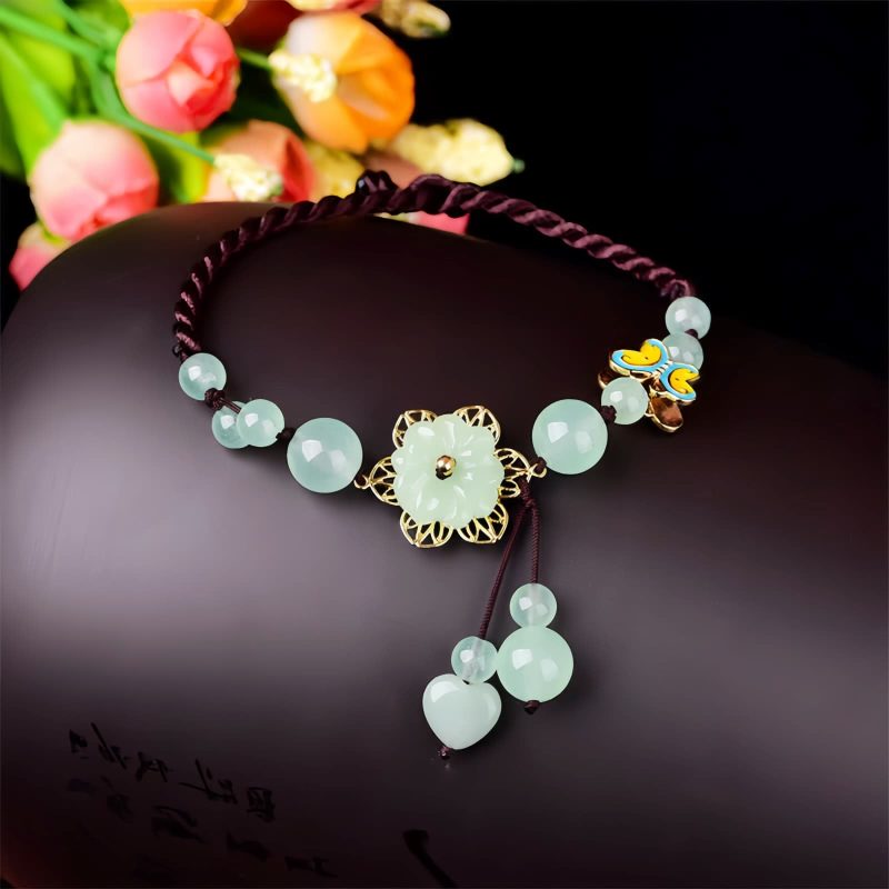 Tornozeleira da Sorte Borboleta de Jade Jade Butterfly Luck Anklet