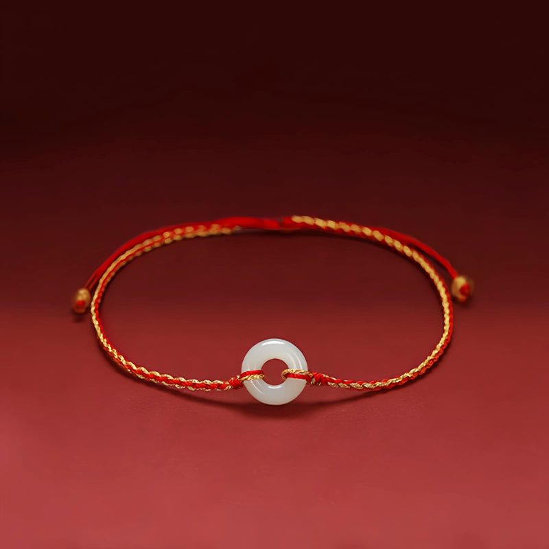 Pulsera Trenzada de Jade con Nudo de Paz Jade Peace Knot Braided Bracelet