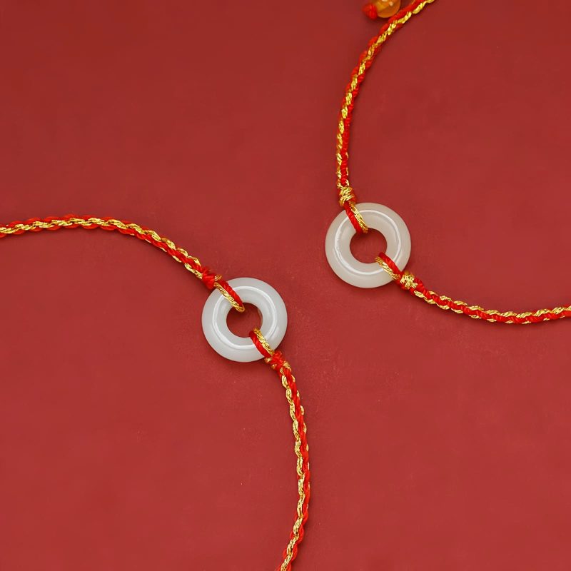 Pulsera Trenzada de Jade con Nudo de Paz Jade Peace Knot Braided Bracelet