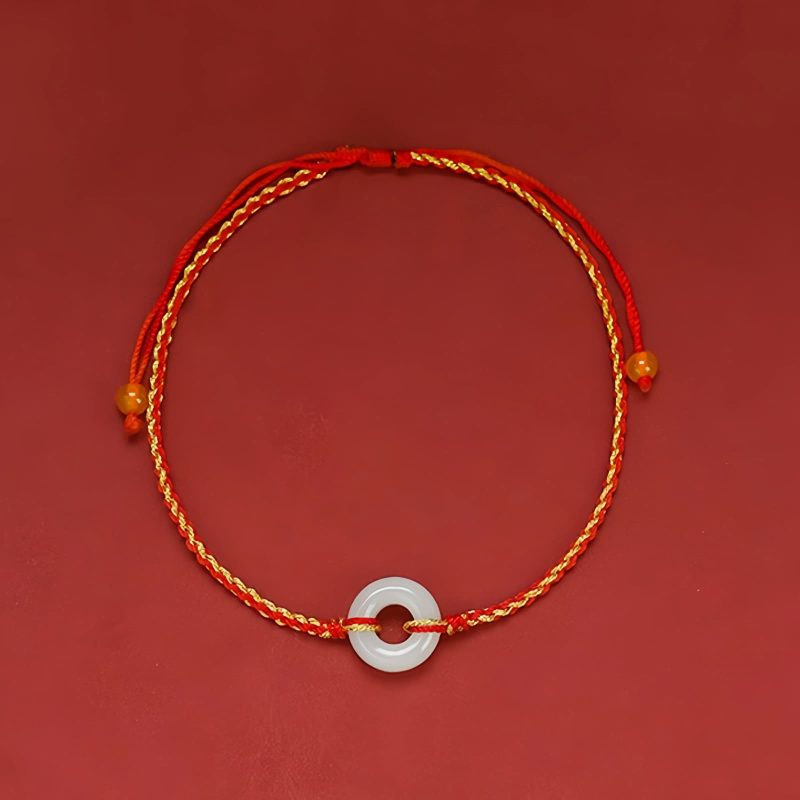 Pulsera Trenzada de Jade con Nudo de Paz Jade Peace Knot Braided Bracelet