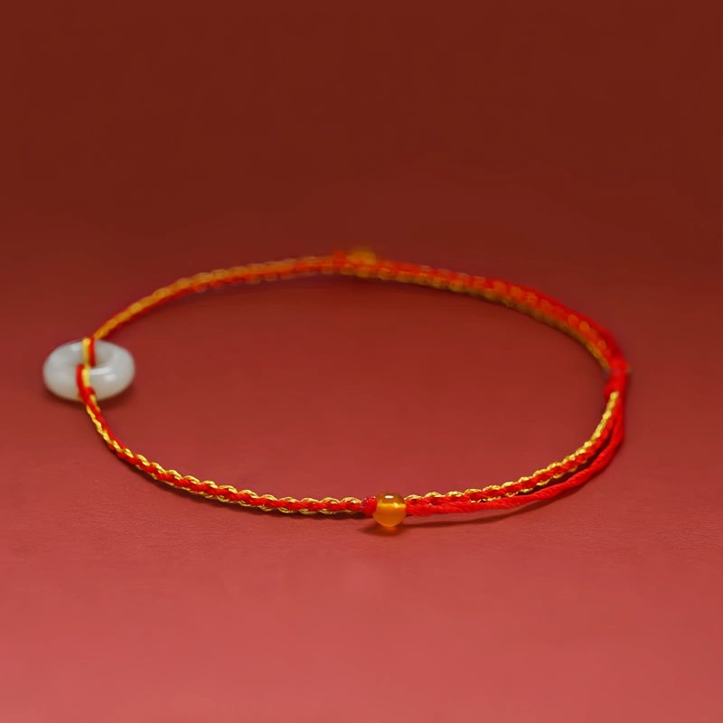 Pulsera Trenzada de Jade con Nudo de Paz Jade Peace Knot Braided Bracelet