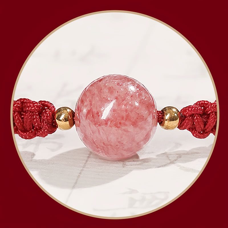 Pulseira de Quartzo Morango Natural para Amor Natural Strawberry Quartz Love Bracelet