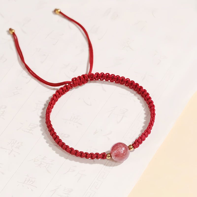 Pulseira de Quartzo Morango Natural para Amor Natural Strawberry Quartz Love Bracelet