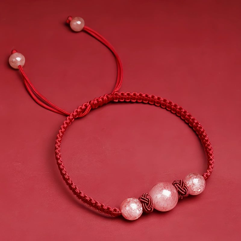 Pulseira de Quartzo Morango Natural para Amor Natural Strawberry Quartz Love Bracelet