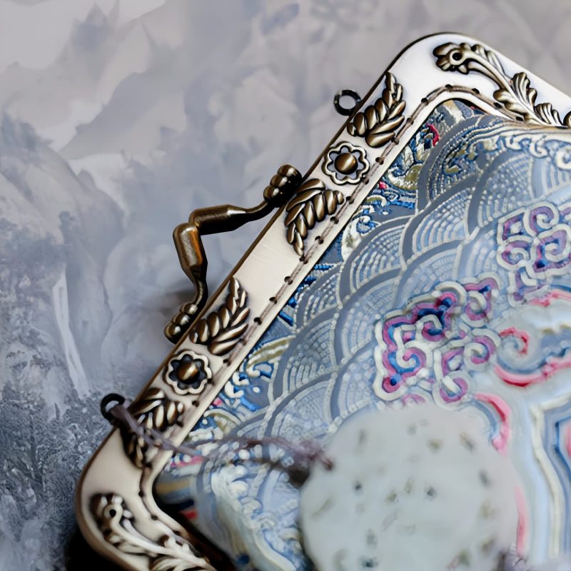 Bolso Cruzado de Cadena Metálica con Olas del Océano Ocean Waves Metal Chain Crossbody Bag