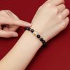 Pulseira Tibetana de Obsidiana Negra Om Mani Padme Hum Tibetan Black Obsidian Om Mani Padme Hum Bracelet