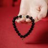 Pulseira Tibetana de Obsidiana Negra Om Mani Padme Hum Tibetan Black Obsidian Om Mani Padme Hum Bracelet