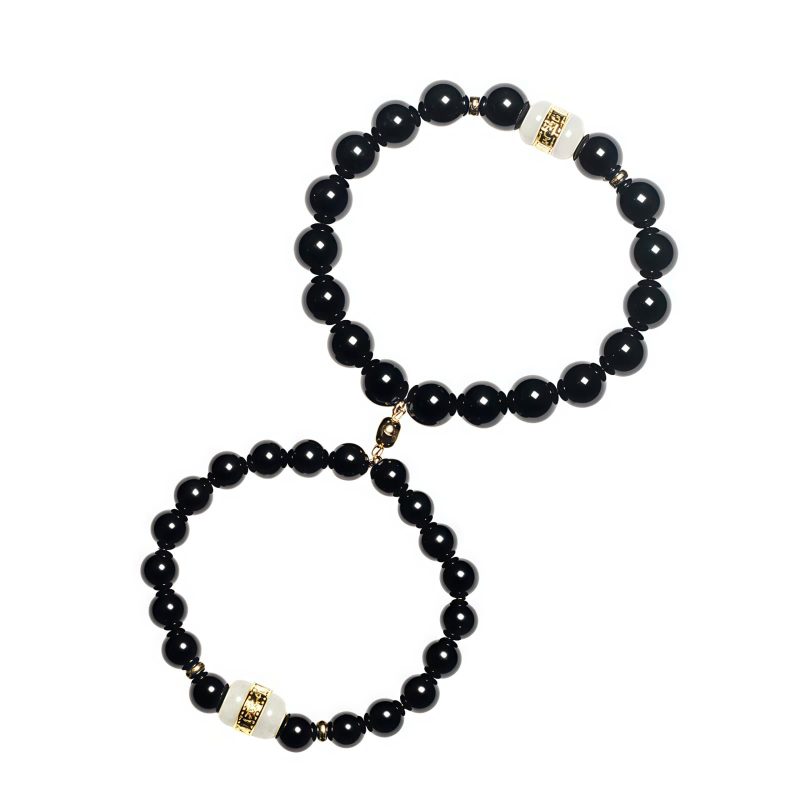 Pulseira Tibetana de Obsidiana Negra Om Mani Padme Hum Tibetan Black Obsidian Om Mani Padme Hum Bracelet