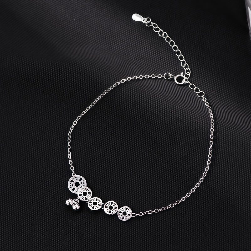 Tobillera de Protección de Plata Tibetana 925 con Monedas de Cobre Tibetan 925 Silver Protection Anklet with Copper Coins