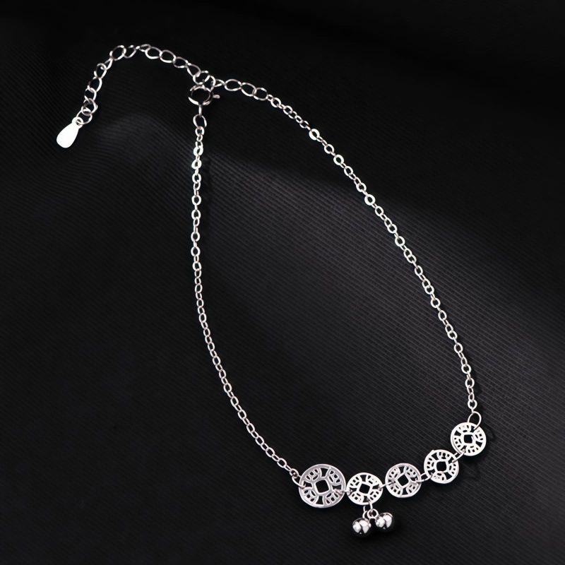 Tobillera de Protección de Plata Tibetana 925 con Monedas de Cobre Tibetan 925 Silver Protection Anklet with Copper Coins