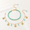 Juego de Joyería de Protección con Flor de Turquesa Tibetana Tibetan Turquoise Protection Flower Jewelry Set