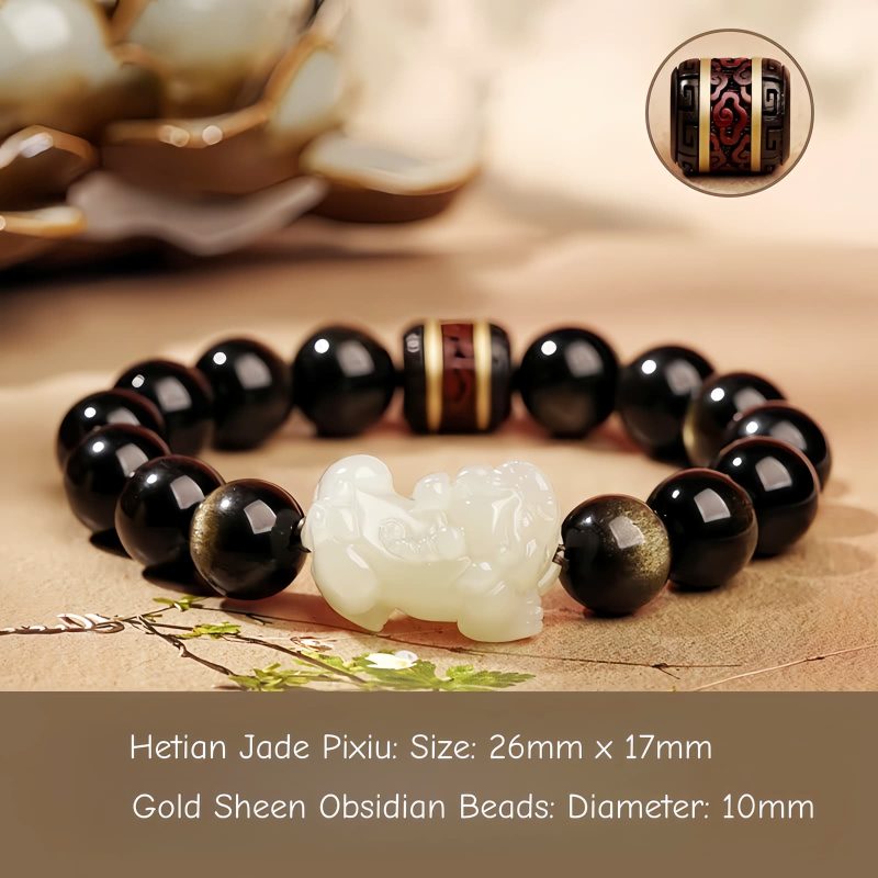 Glücksarmband mit Goldschimmer-Obsidian und Pixiu Gold Sheen Obsidian Pixiu Prosperity Bracelet