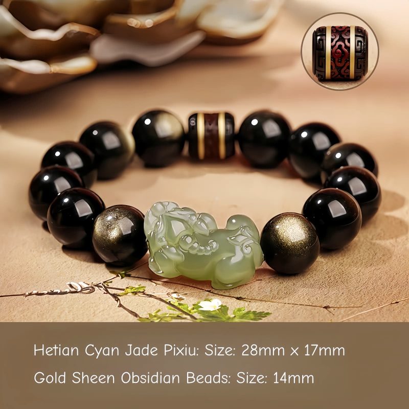Glücksarmband mit Goldschimmer-Obsidian und Pixiu Gold Sheen Obsidian Pixiu Prosperity Bracelet